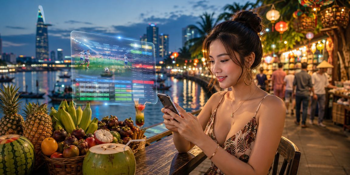 Cá cược thể thao trên thiết bị di động tại bãi biển Sài Gòn buổi chiều
